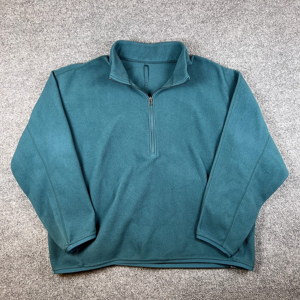 Lululemon Oversized Fleece Half Zip Pullover Mens XXL Teal Blue Jacket LM3DTCS - Picture 1 of 10